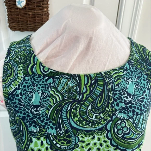 Lilly Pulitzer Green and Blue Tiger/Paisley Patterned Dress - Picture 2 of 7